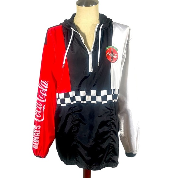 Vintage Coca-Cola Hooded Windbreaker Size Large - Picture 1 of 8